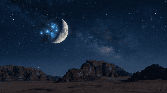 سماء الأردن تشهد اقتران القمر بعنقود الثريا مساء الأحد
